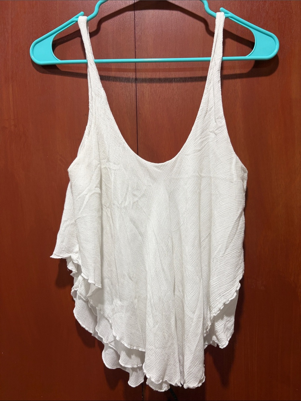 Free People White Ruffle Layered Tank